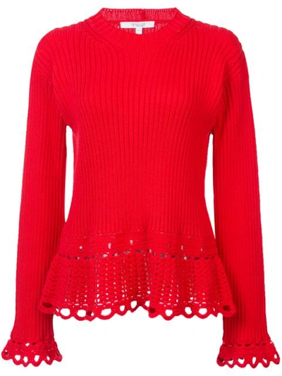 Derek Lam 10 Crosby Crochet Pullover - Red