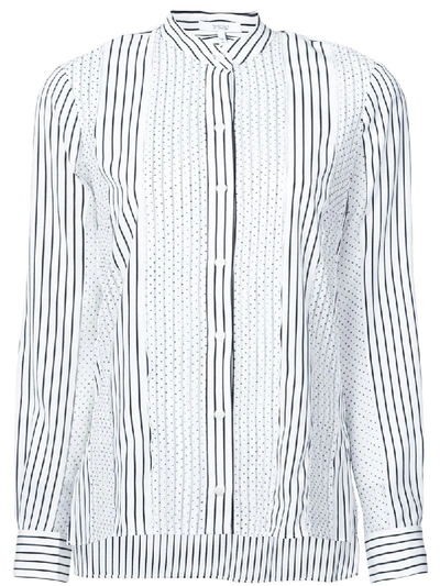 Derek Lam 10 Crosby Mixed-print Button-front Blouse In White
