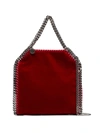 Stella Mccartney Falabella Mini 3 Chain Velvet Tote In Red