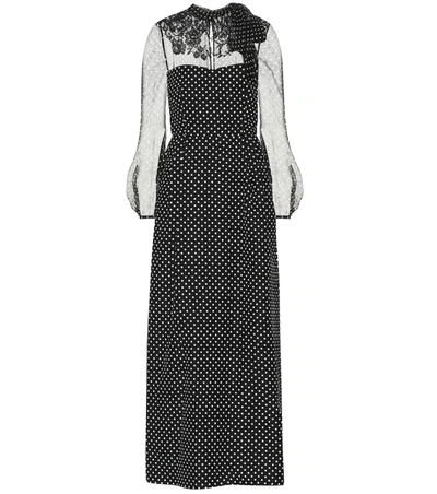 Valentino Polka-dot Wool And Silk Dress In Black