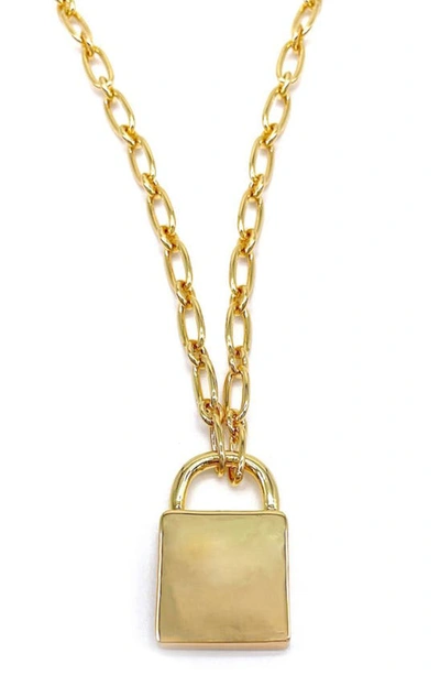 Adornia Padlock Pendant Necklace In Gold