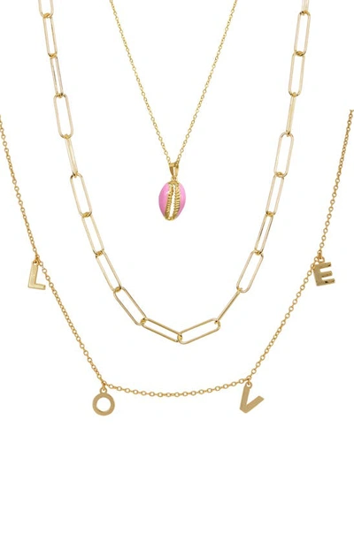 Adornia 'love" Pendant Layered Chain Necklace In Gold