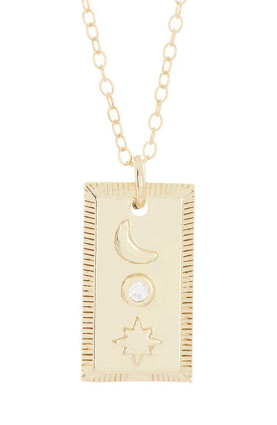 Adornia Moon & Star Cz Pendant Necklace In Gold