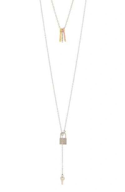 Adornia Keys Layered Necklace In Metallic