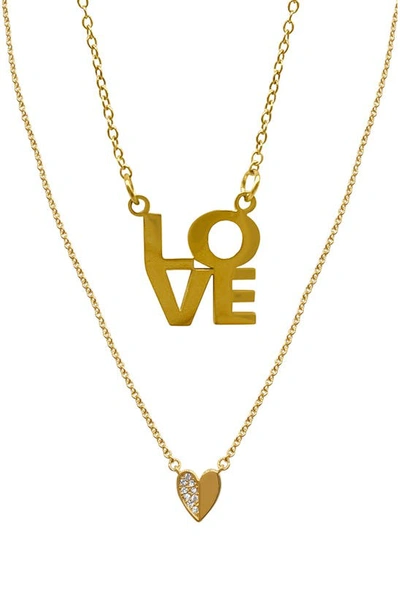 Adornia 'love' Cz Layered Necklace In Gold