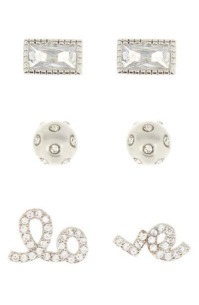 Adornia Broken Love Set Of 3 Cubic Zirconia Stud Earrings In White