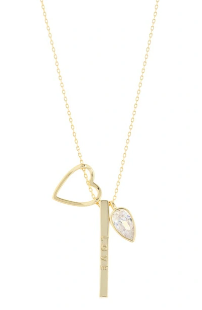 Adornia Triple Charm Cz Pendant Necklace In Gold