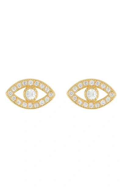 Adornia Crystal Evil Eye Stud Earrings In Gold Multi
