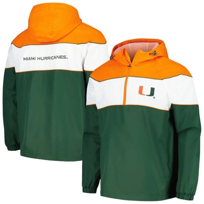 G-iii Sports By Carl Banks Green Miami Hurricanes Center Line Half-zip Raglan Hoodie Jacket