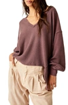 Free People Coraline Balloon Sleeve Thermal Top In Chocolate
