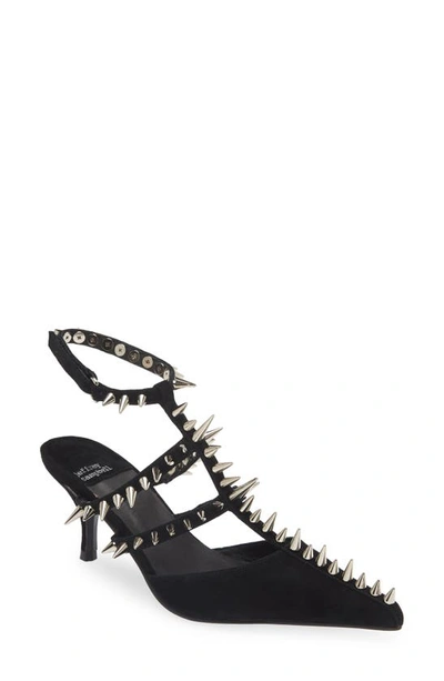 Jeffrey Campbell Step-on-it Pump In Black Suede Silver