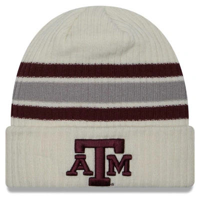 New Era Men's  Cream Distressed Texas A&m Aggies Vintage-like Cuffed Knit Hat