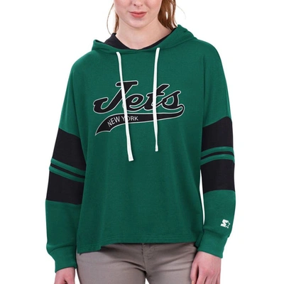 Starter Green New York Jets Bump And Run Long Sleeve Hoodie T-shirt