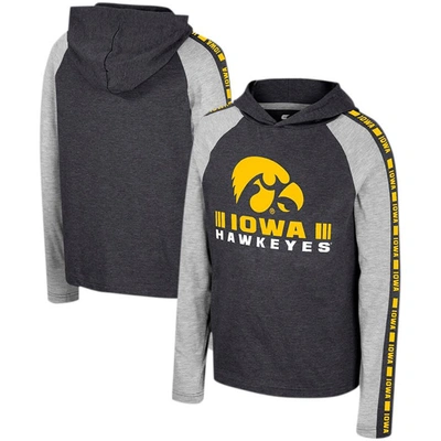 Colosseum Kids' Youth  Black Iowa Hawkeyes Ned Raglan Long Sleeve Hooded T-shirt