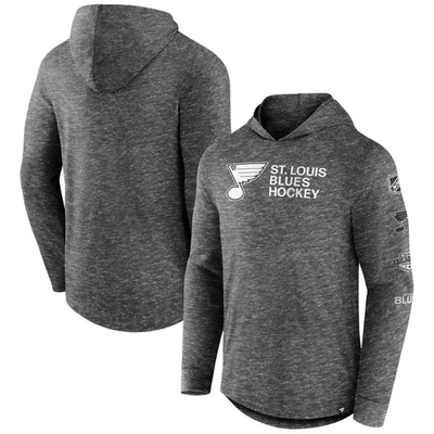 Fanatics Branded  Heather Charcoal St. Louis Blues Stacked Long Sleeve Hoodie T-shirt