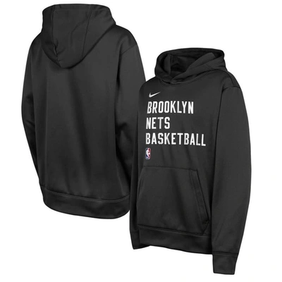 Nike Kids' Youth  Black Brooklyn Nets Spotlight Performance Pullover Hoodie