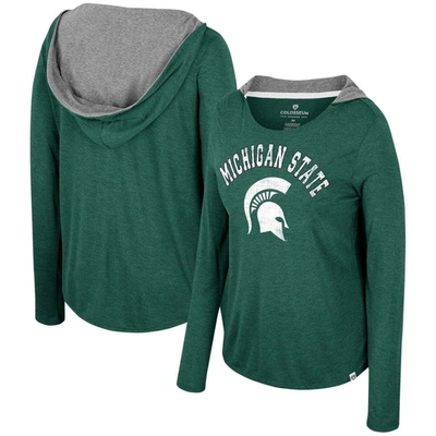 Colosseum Green Michigan State Spartans Distressed Heather Long Sleeve Hoodie T-shirt