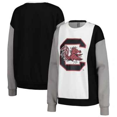 Gameday Couture Women's  White, Black South Carolina Gamecocks Vertical Color-block Pullover Sweatshi In White,black