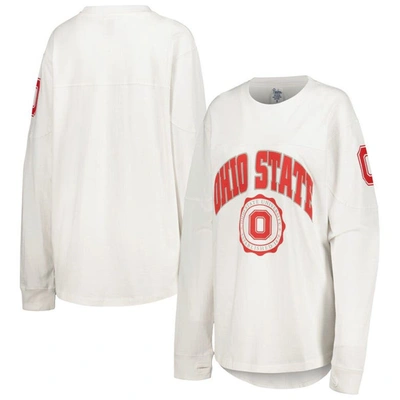 Pressbox White Ohio State Buckeyes Edith Long Sleeve T-shirt
