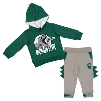 Colosseum Babies' Infant   Green/gray Michigan State Spartans Dino Pullover Hoodie And Pants Set