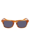 Shinola 52mm Modified Rectangular Sunglasses In Amber Horn