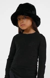 Apparis Kids' Faux Fur Bucket Hat In Noir