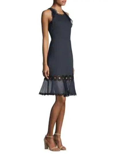 Elie Tahari Nerissa Organza Trim Dress In Navy Yard