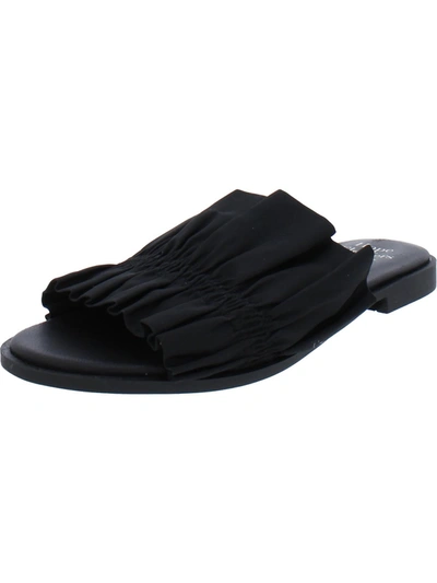 Naturalizer Flora Womens Ruffled Slip On Slide Sandals In Black