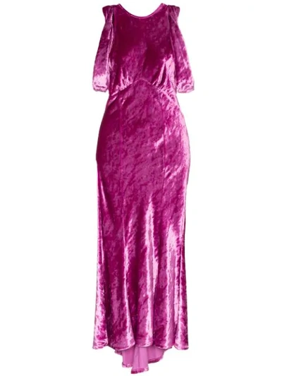 Attico Jewel-neck Sleeveless Mermaid Velvet Evening Gown In Pink/purple