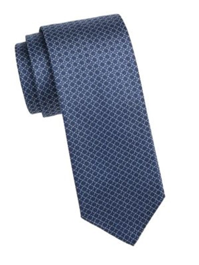 Brioni Silk Woven Medallion Tie In Blue