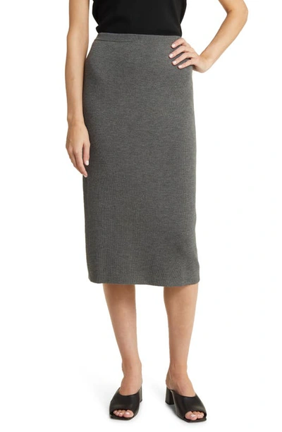 Eileen Fisher Merino Wool Midi Skirt In Grey