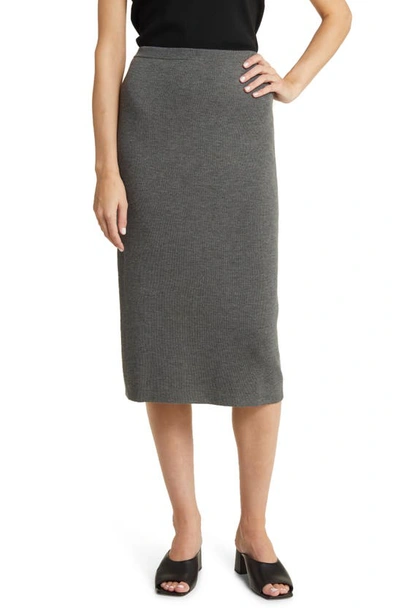 Eileen Fisher Merino Wool Midi Skirt In Ash