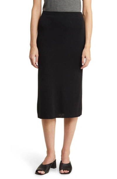 Eileen Fisher Merino Wool Midi Skirt In Black