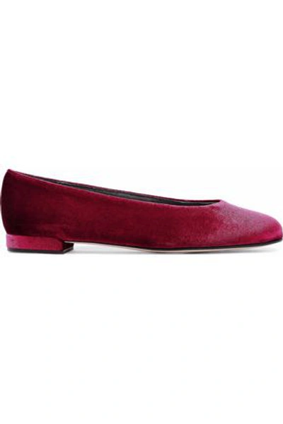 Stuart Weitzman Chic Velvet Ballet Flats In Claret