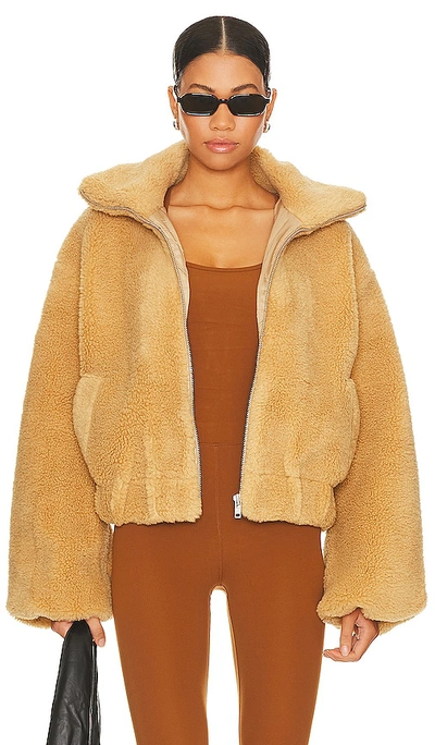 Free People Get Cozy High Pile Fleece Jacket In Camel