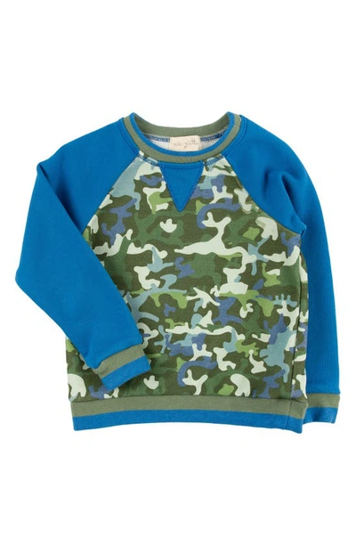 Miki Miette Kids' Iggy Colorblock Camo Sweatshirt In Spearmint