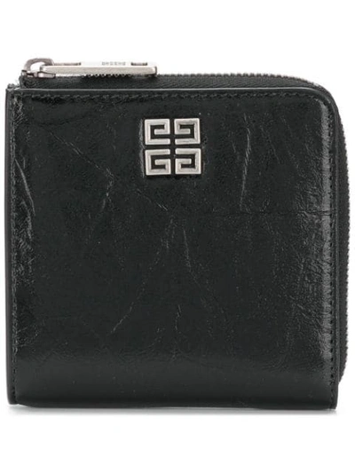 Givenchy Logo Embellished Zip Fastening Leather Coin Purse In Black