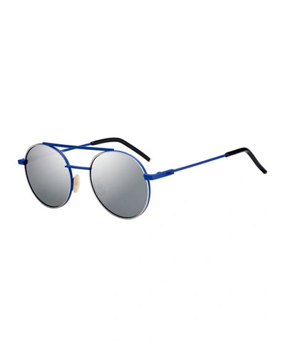 Fendi Round Mirrored Metal Sunglasses
