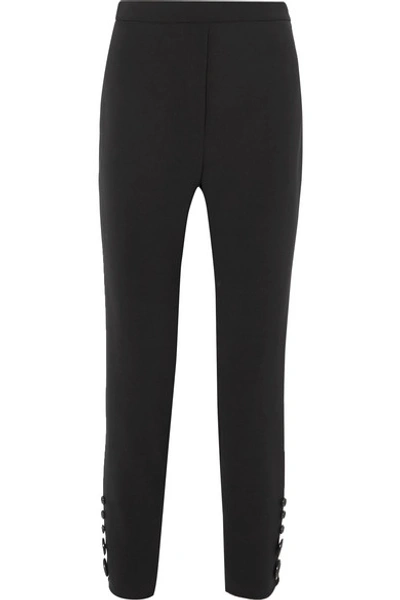 Ellery Santiago Cropped Button-detailed Crepe Slim-leg Pants In Black