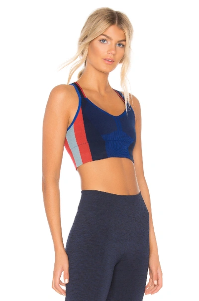 Lndr Trigger Color-block Stretch-knit Sports Bra In Blue