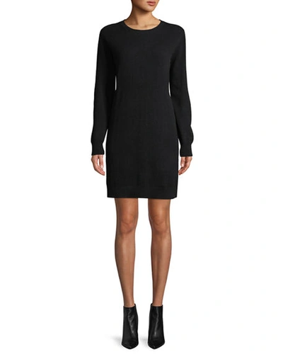 Neiman Marcus Cashmere Sweatshirt Dress In Black