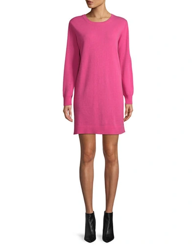 Neiman Marcus Cashmere Sweatshirt Dress In Pink