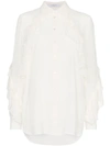 Givenchy Sheer Ruffled Shirt In White