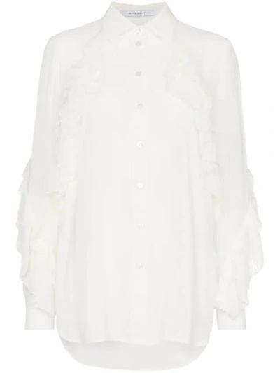 Givenchy Sheer Ruffled Shirt In White
