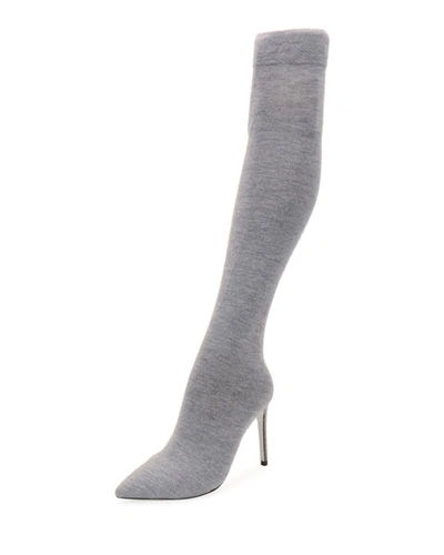 René Caovilla Jersey-knit Over-the-knee Boot In Gray