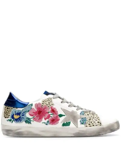 Golden Goose Superstar Floral Embellished Leather Low-top Sneakers In White