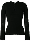 Kenzo Fitted Knit Keyhole Sweater In Black
