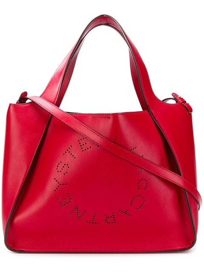 Stella Mccartney Perforated Logo Faux Leather Satchel - Red