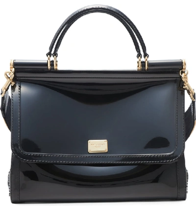 Dolce & Gabbana Sicily Large Plus Gomma Plexi Top-handle Bag In Black