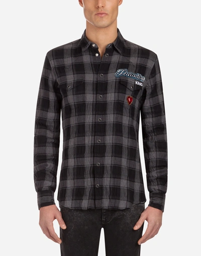 Dolce & Gabbana Cotton Cowboy Shirt With Patches In Multi-colored